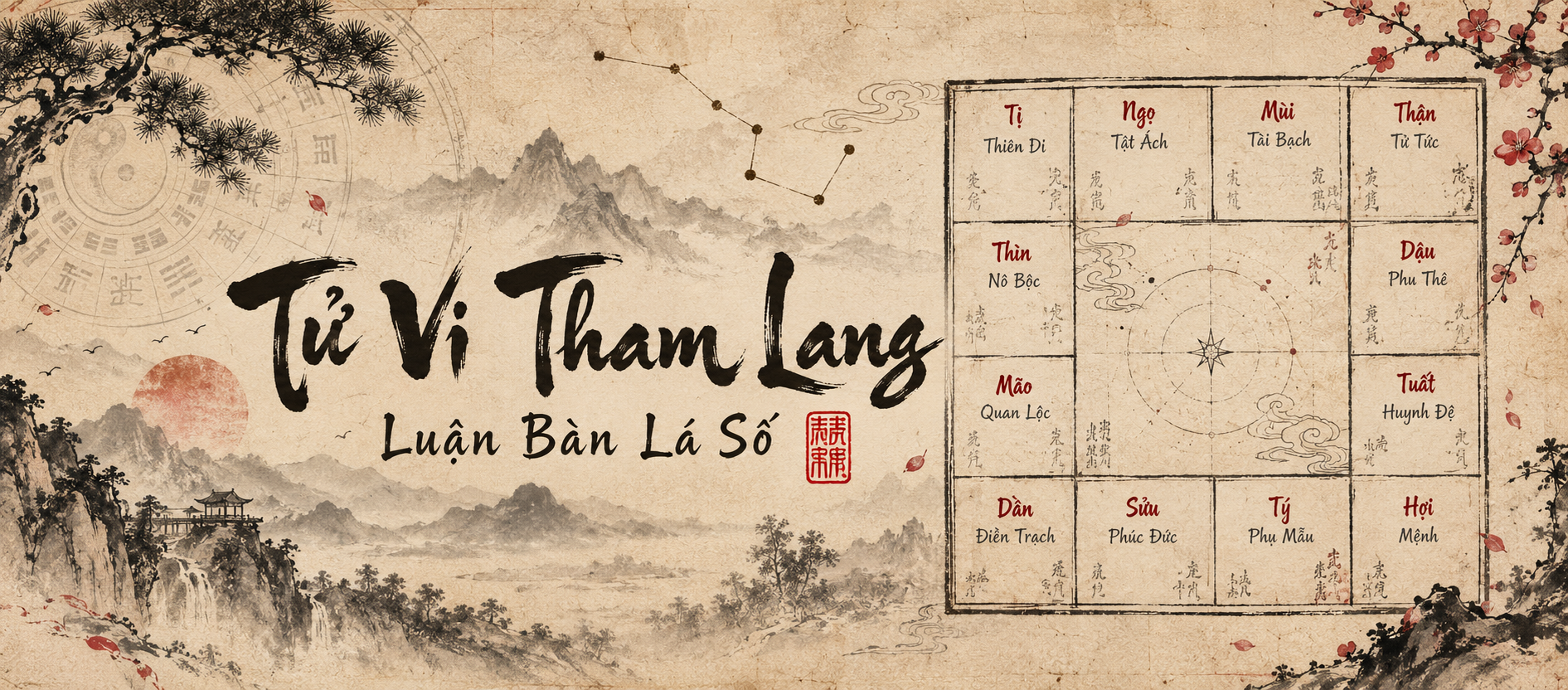 Cuộn thư Tử Vi Tham Lang — Luận bàn lá số, tranh sơn thủy và mười hai cung